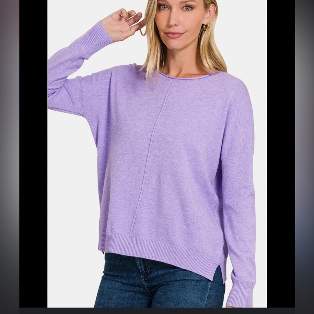 Zenana Front Seam Round Neck Sweater Size XL/L NEW